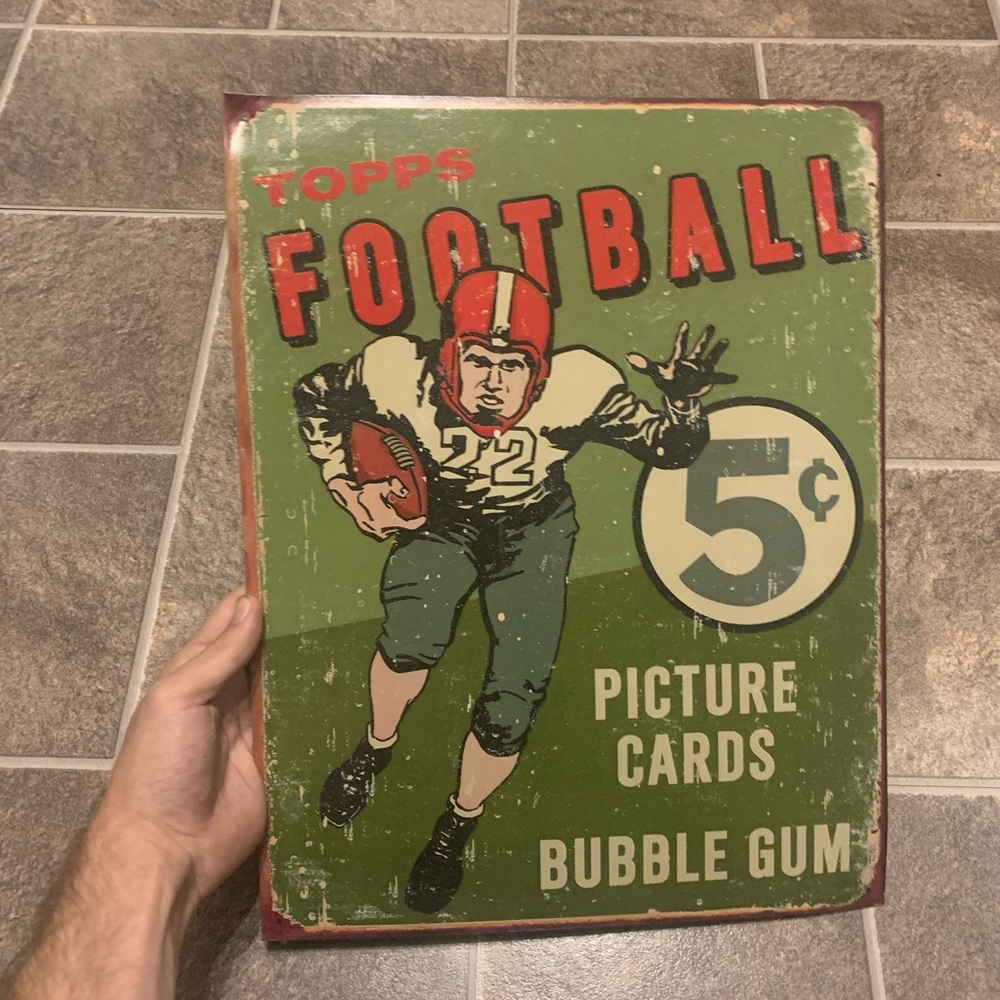 Topps Football Tin Metal Sign 12x16" Bubble Gum Card Reproduction Advertisement